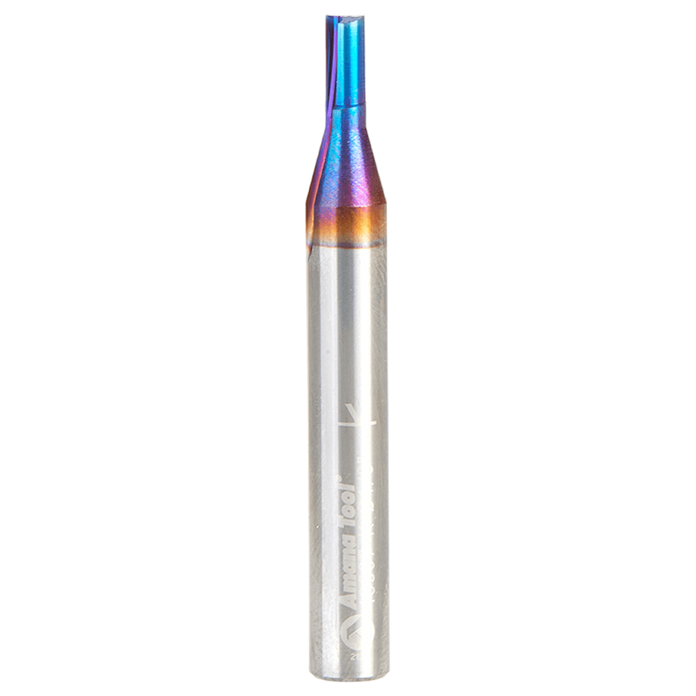 1/8" Dia x 1/4" Spektra Extreme Tool Life Coated Double 'V' Flute Plastic Cutting Straight Router Bit, 1/4" Shank
