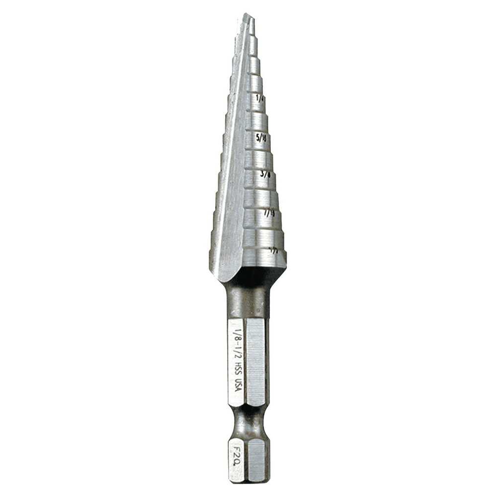 1/8" - 1/2" High Speed Steel Step Drill Bit, 1/4" Shank