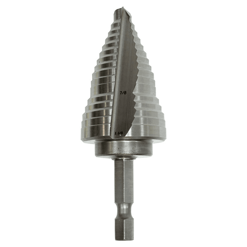 1/4" - 1-1/8" High Speed Steel Step Drill Bit, 1/4" Shank