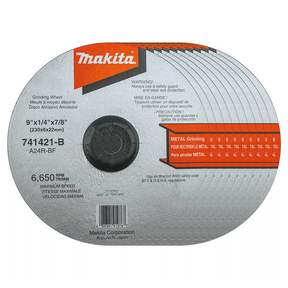 9" 24 Grit General Purpose Metal Grinding Wheel, Aluminum Oxide (10/Pack)