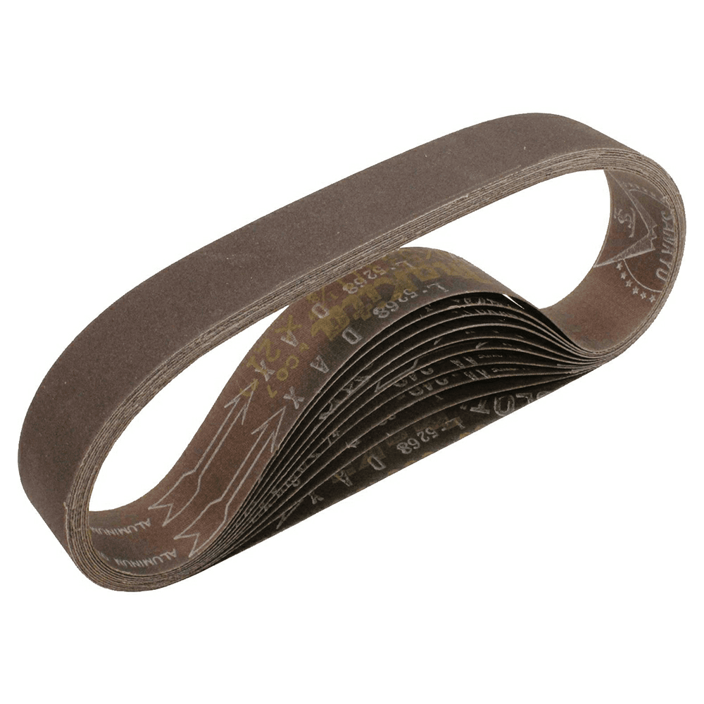 1-1/8" x 21" 120 Grit Abrasive Belt, Aluminum Oxide (10/Pack)