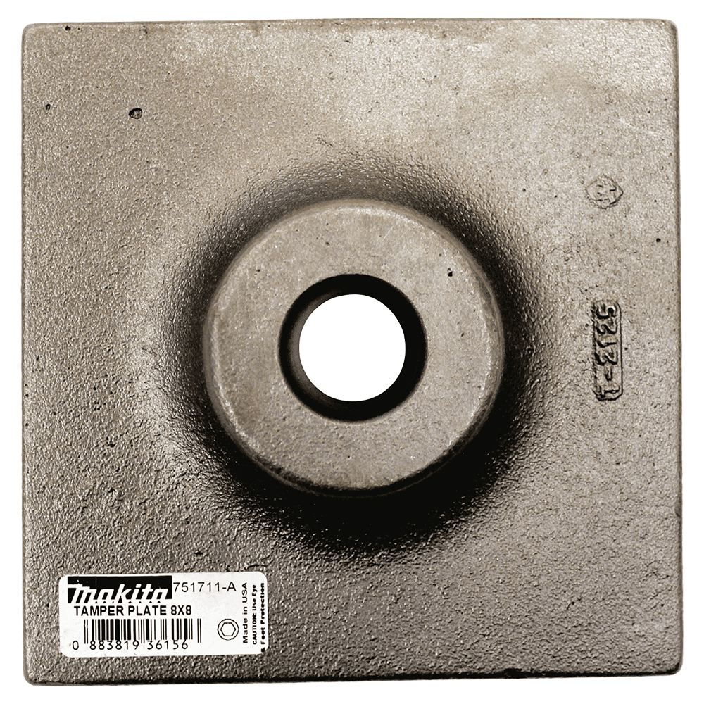 8" x 8" Tamper Plate, 1-1/8" Hex