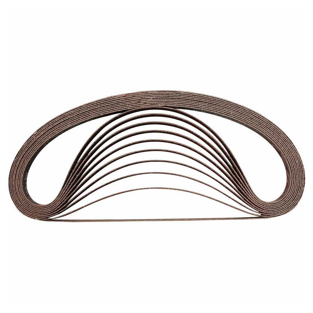 1/2" x 21" 100 Grit Abrasive Belt, Aluminum Oxide (10/Pack)