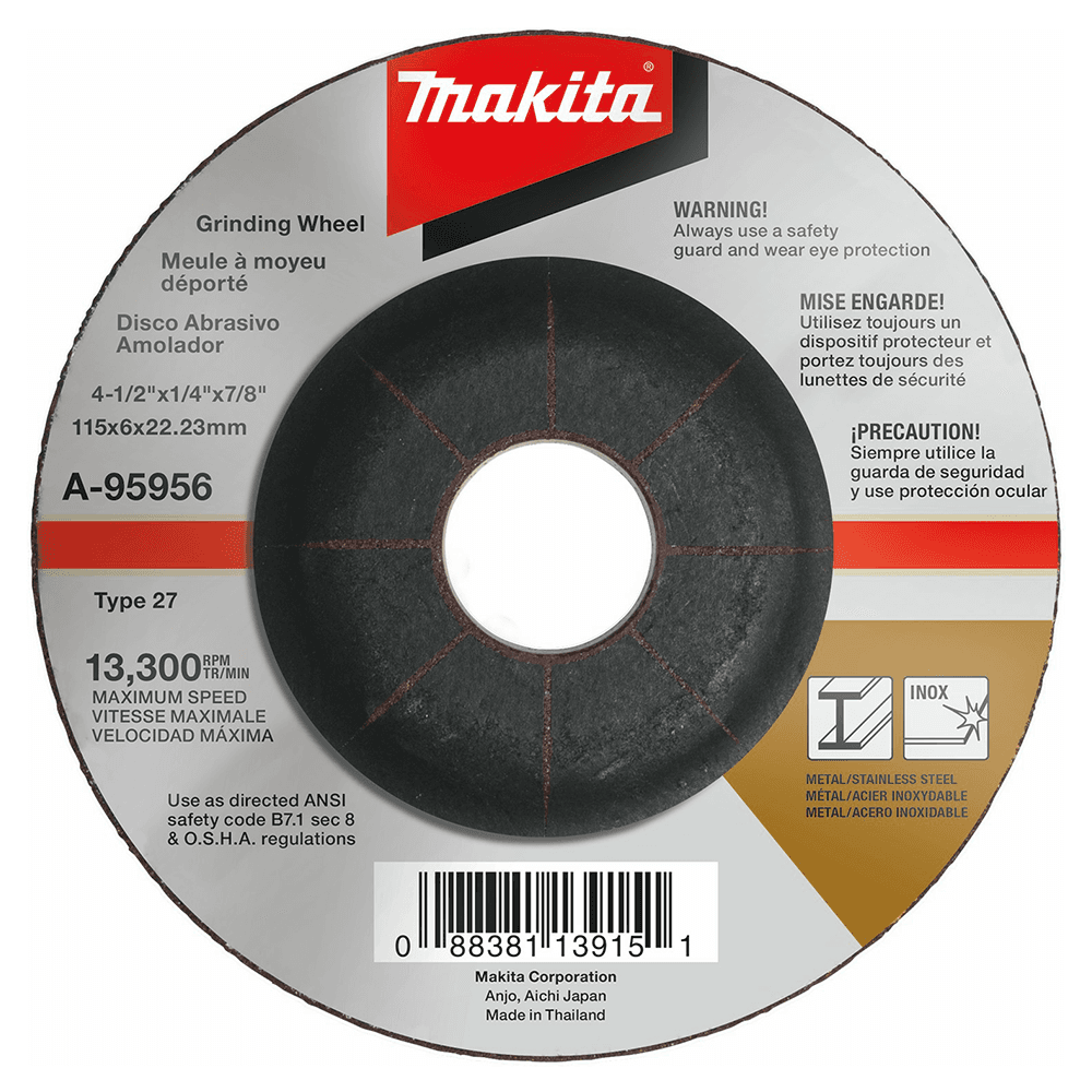 4-1/2" Inox 36 Grit Grinding Wheel, Aluminum Oxide