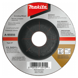 4-1/2" Inox 36 Grit Grinding Wheel, Aluminum Oxide