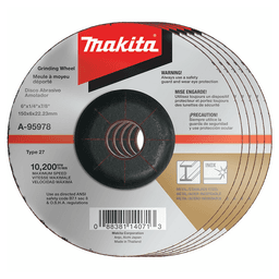 6" Inox 36 Grit Grinding Wheel, Aluminum Oxide (5/Pack)