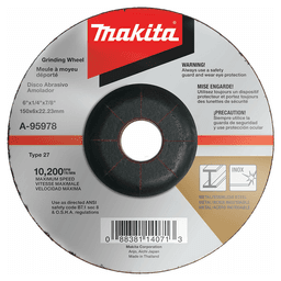 6" Inox 36 Grit Grinding Wheel, Aluminum Oxide