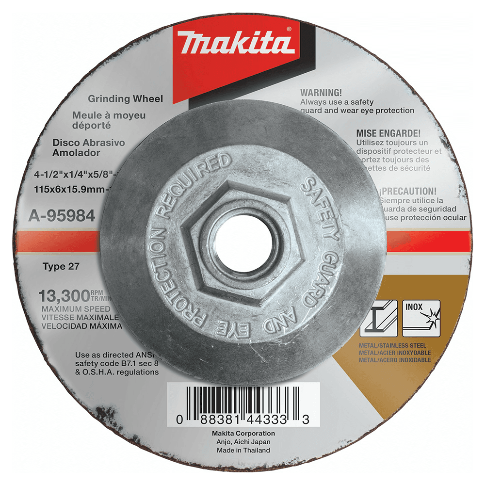 4-1/2" x 1/4" Inox 36 Grit Grinding Wheel, Aluminum Oxide