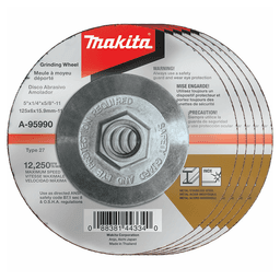 5" Hubbed Inox 36 Grit Grinding Wheel, Aluminum Oxide (5/Pack)