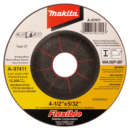 4-1/2" Inox 36 Grit Flex Grinding Wheel, Aluminum Oxide (25/Pack)