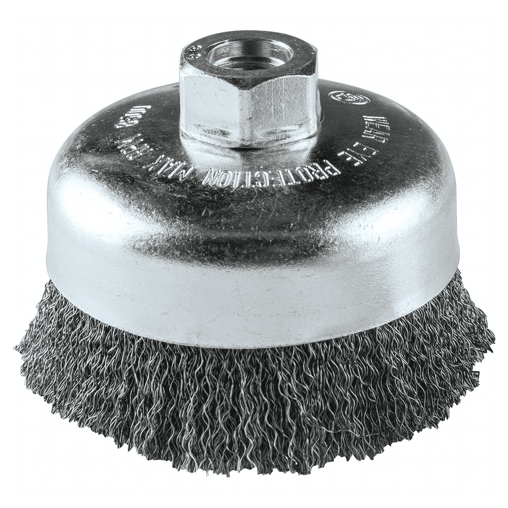 4" Crimped Wire Cup Brush, 5/8"-11" Arbor Hole