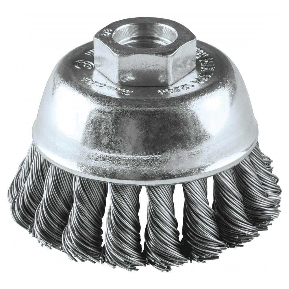 2-3/4" Knot Stainless Steel Wire Cup Brush, 5/8"-11" Arbor Hole