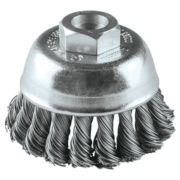 2-3/4" Knot Stainless Steel Wire Cup Brush, M10 x 1.25 Arbor Hole