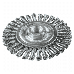 4" Stringer Bead Twist Stainless Steel Wire Wheel, 5/8"-11" Arbor Hole