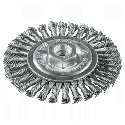 4" Stringer Bead Twist Stainless Steel Wire Wheel, M10 x 1.25 Arbor Hole