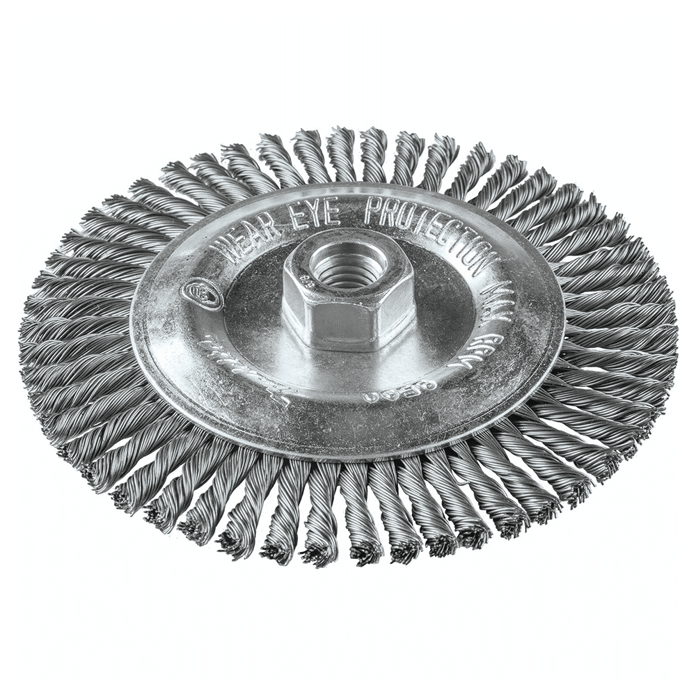6" Stringer Bead Twist Wire Wheel, 5/8"-11" Arbor Hole