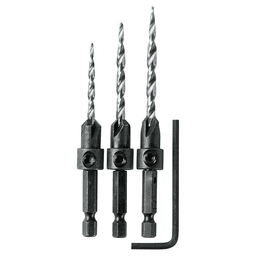 3-Piece Countersink Drill Bit Set with Hex Wrench