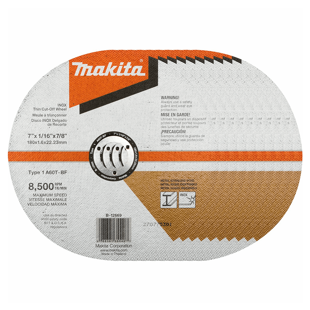 7" Inox 60 Grit Thin Cut-Off Wheel, Aluminum Oxide (10/Pack)