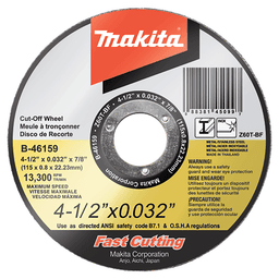 4‑1/2" x .032" x 7/8" Ultra Thin Cut‑Off Wheel, 25/Pack