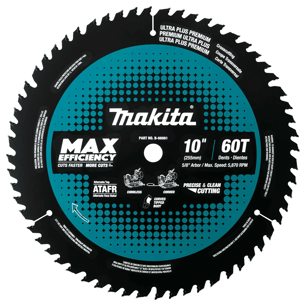 10" x 60 Teeth Cross-Cut Max Efficiency Miter Saw Blade