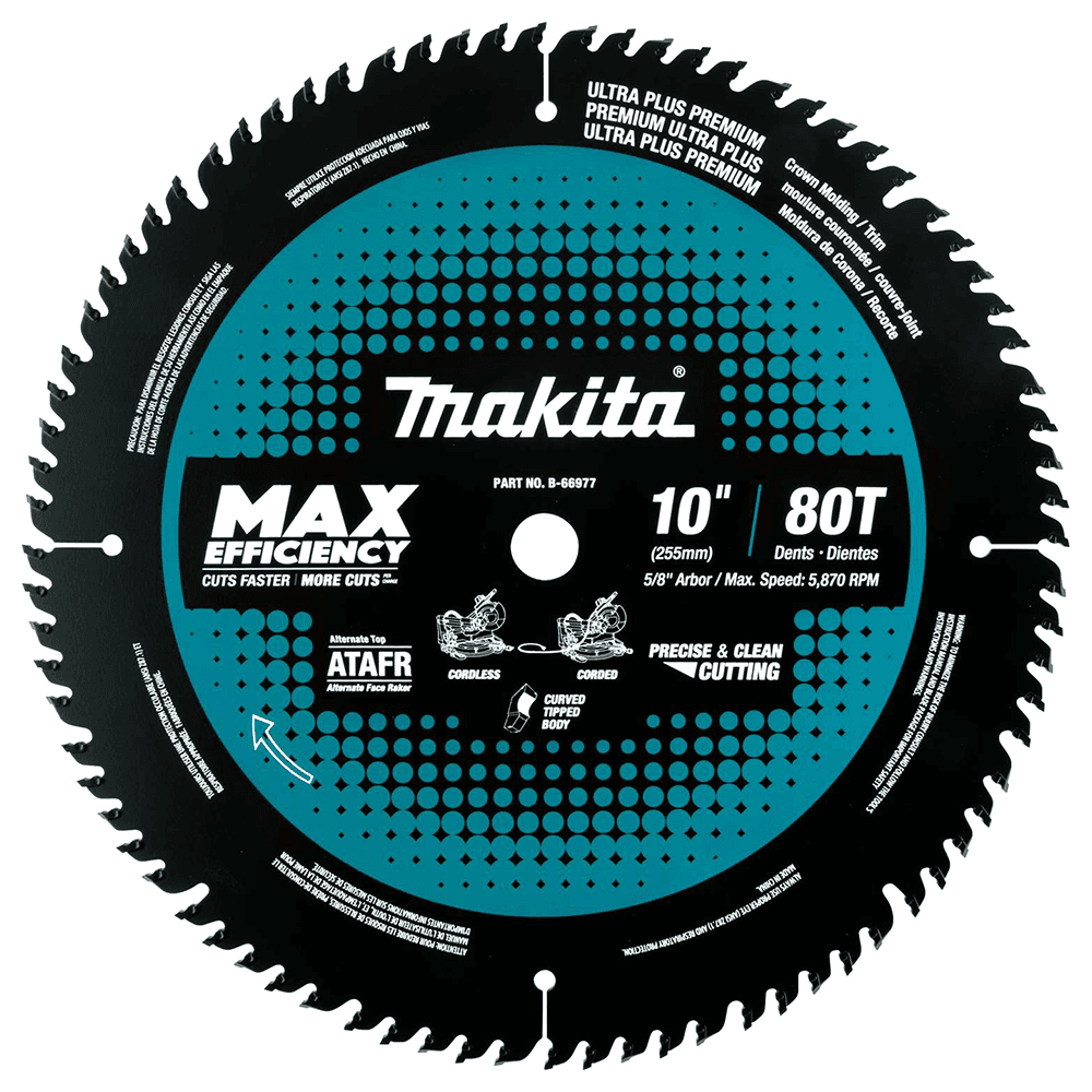 10" x 80 Teeth Cross-Cut Max Efficiency Miter Saw Blade