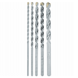 5-Piece Assorted Carbide Tipped Percussion Masonry Hammer Drill Bit Set