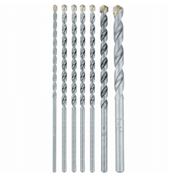 7-Piece Assorted Carbide Tipped Percussion Masonry Hammer Drill Bit Set