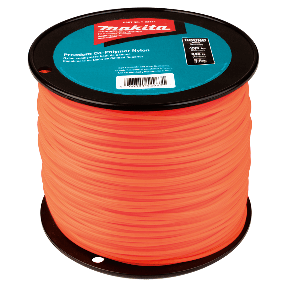 840' x 0.095" Round Trimmer Line, Orange