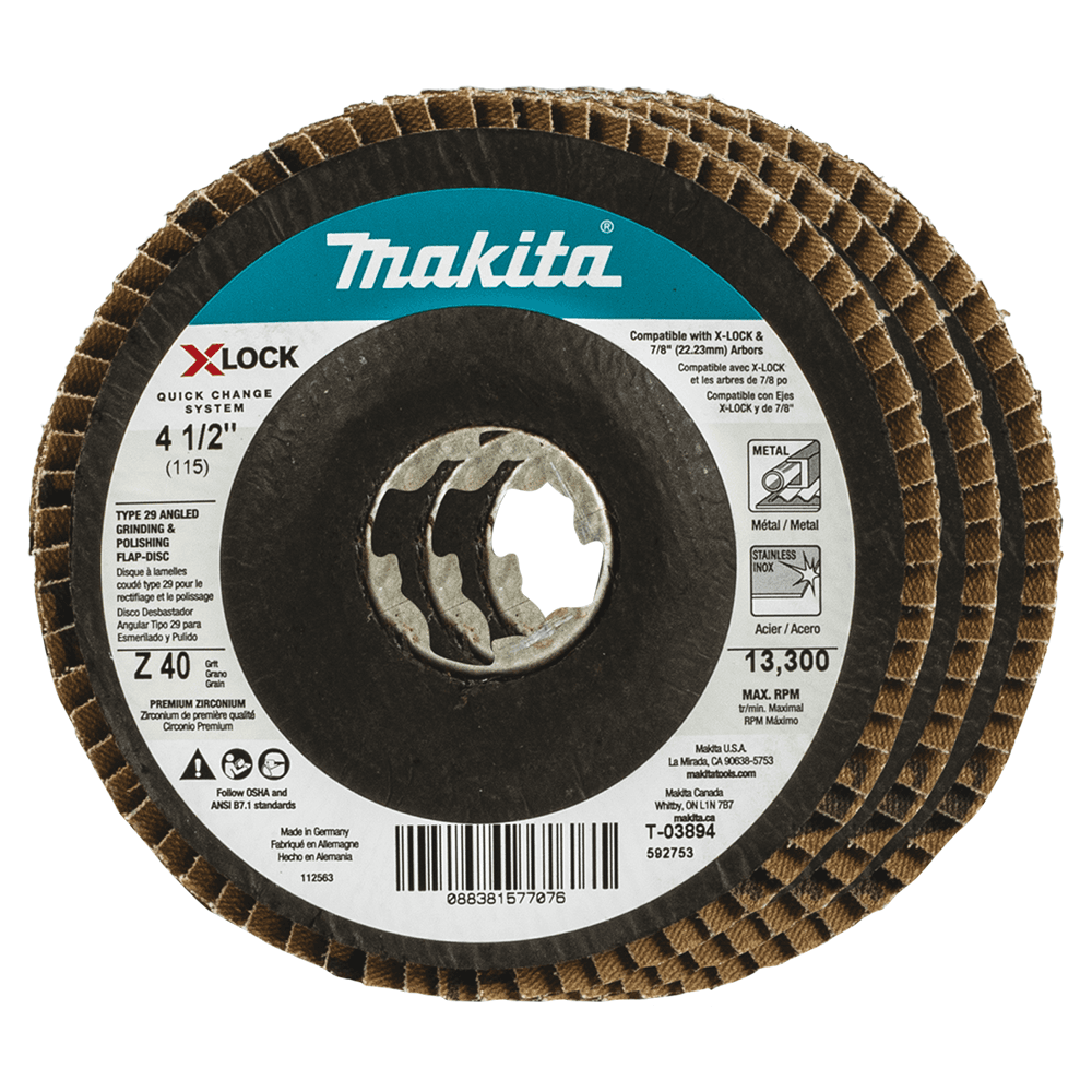 4-1/2" 40 Grit Grinding/Polishing Flap Disc (3/Pack)