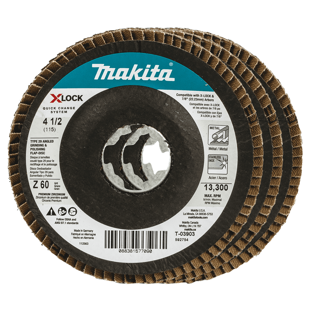 4-1/2" 60 Grit Grinding/Polishing Flap Disc (3/Pack)