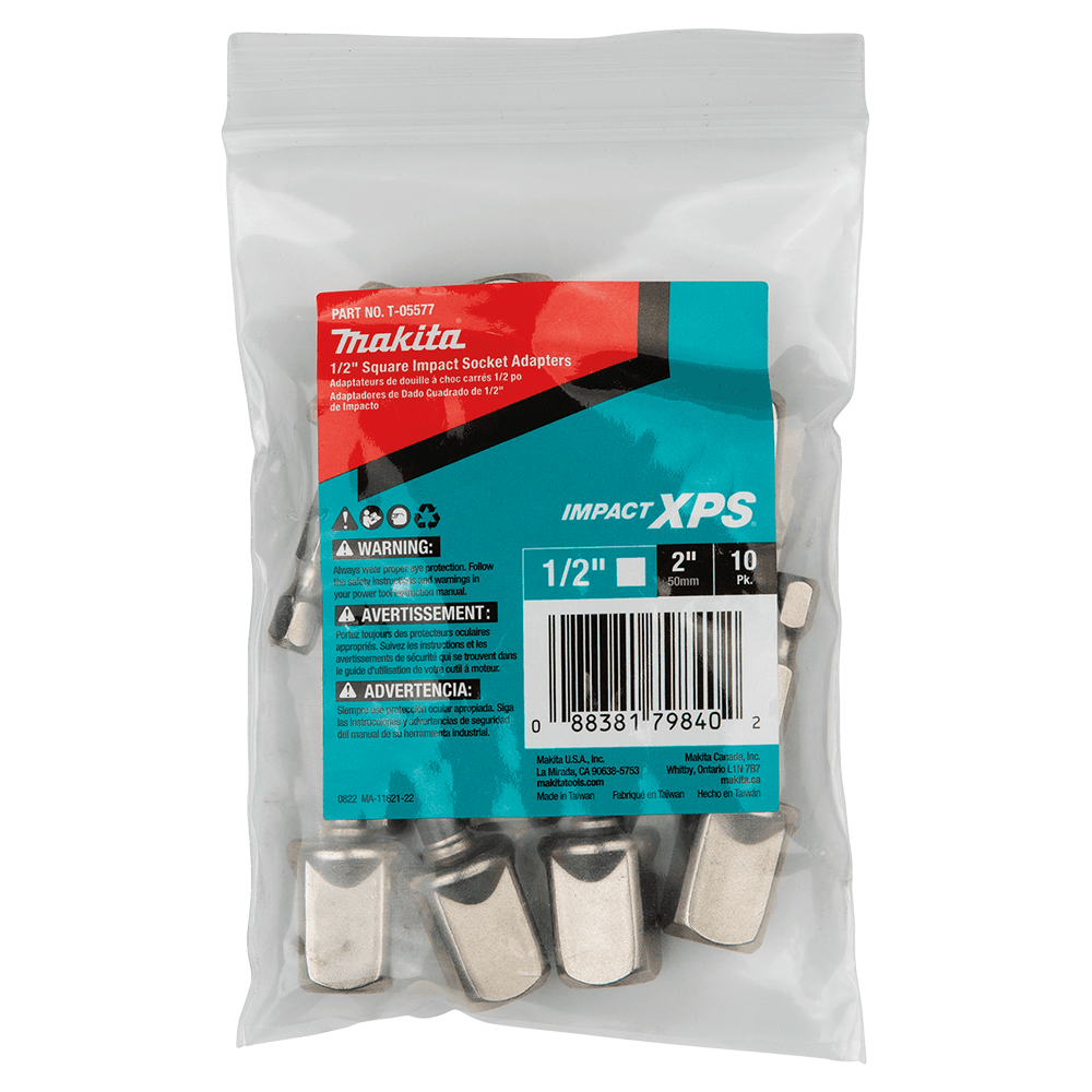 1/2" x 2" Impact XPS Square Socket Adapter, 10/Pack, Bulk