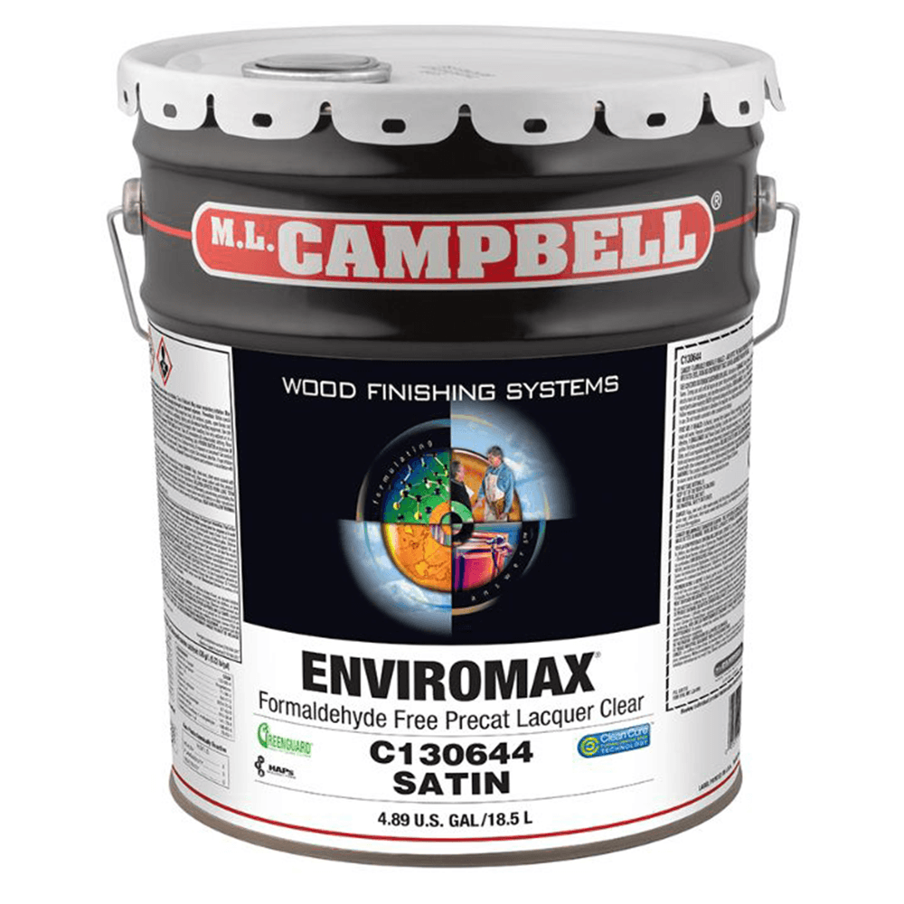 EnviroMax™ Formaldehyde Free Pre-Catalyst Clear Lacquer, Satin, 5 Gallon Pail