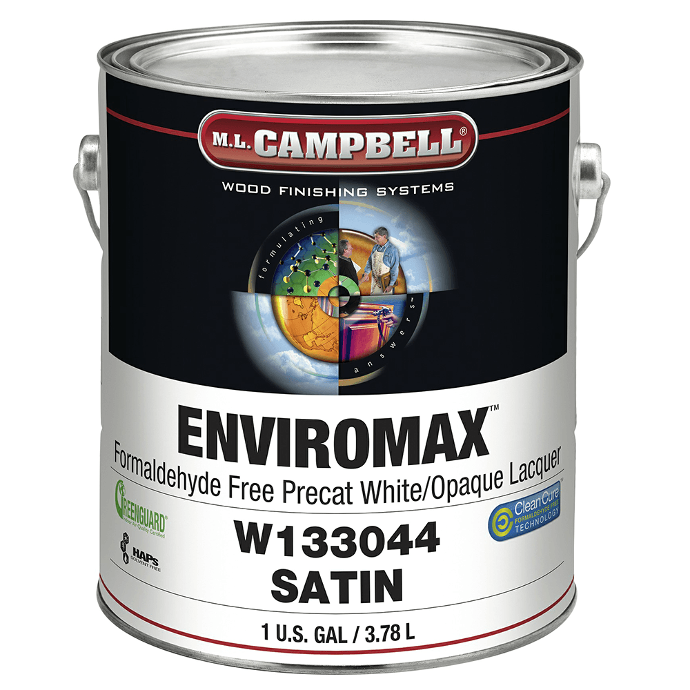 EnviroMax Formaldehyde Free Pre-Catalyst White/Opaque Lacquer, Satin, 1 Gallon