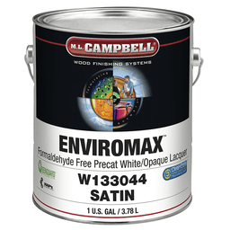 EnviroMax Formaldehyde Free Pre-Catalyst White/Opaque Lacquer, Satin, 1 Gallon