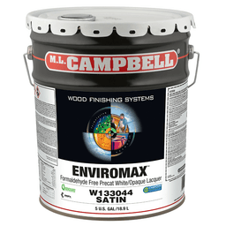 EnviroMax Formaldehyde Free Pre-Catalyst White/Opaque Lacquer, Satin, 5 Gallon Pail