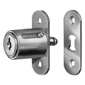 8042 Disc Tumbler Sliding Door Lock, Dull Chrome, Keyed to C415A