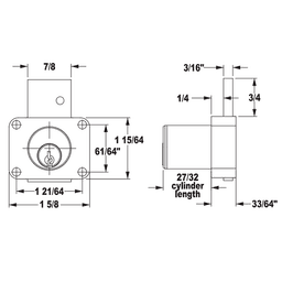 8178 Pin Tumbler Drawer Lock, Dull Chrome, Keyed to KA107 Key