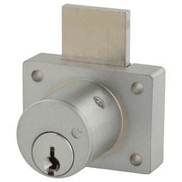 800 Schlage C Keyway Pin Tumbler Deadbolt Drawer Lock, Satin Chrome, Keyed to O-Bit Key, Cylinder Length 1-1/8"