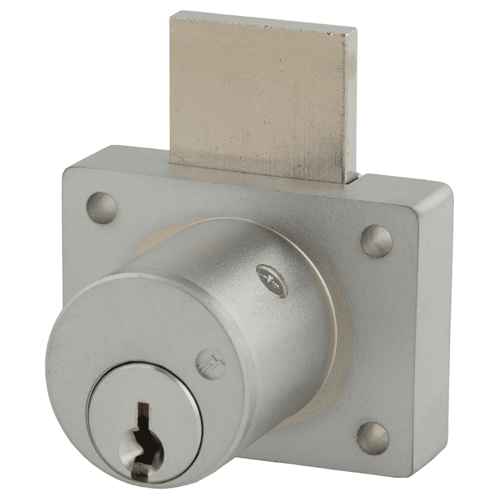 800 Schlage C Keyway Pin Tumbler Deadbolt Drawer Lock, Satin Chrome, Keyed to Alike #101, Cylinder Length 1-1/8"