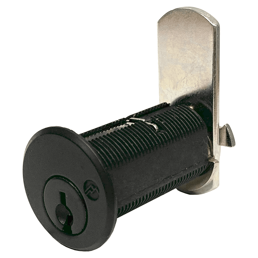 DCN N Series Pin Tumbler Cam Lock for 1-1/8" Material Thickness, Flat Black, Keyed Different