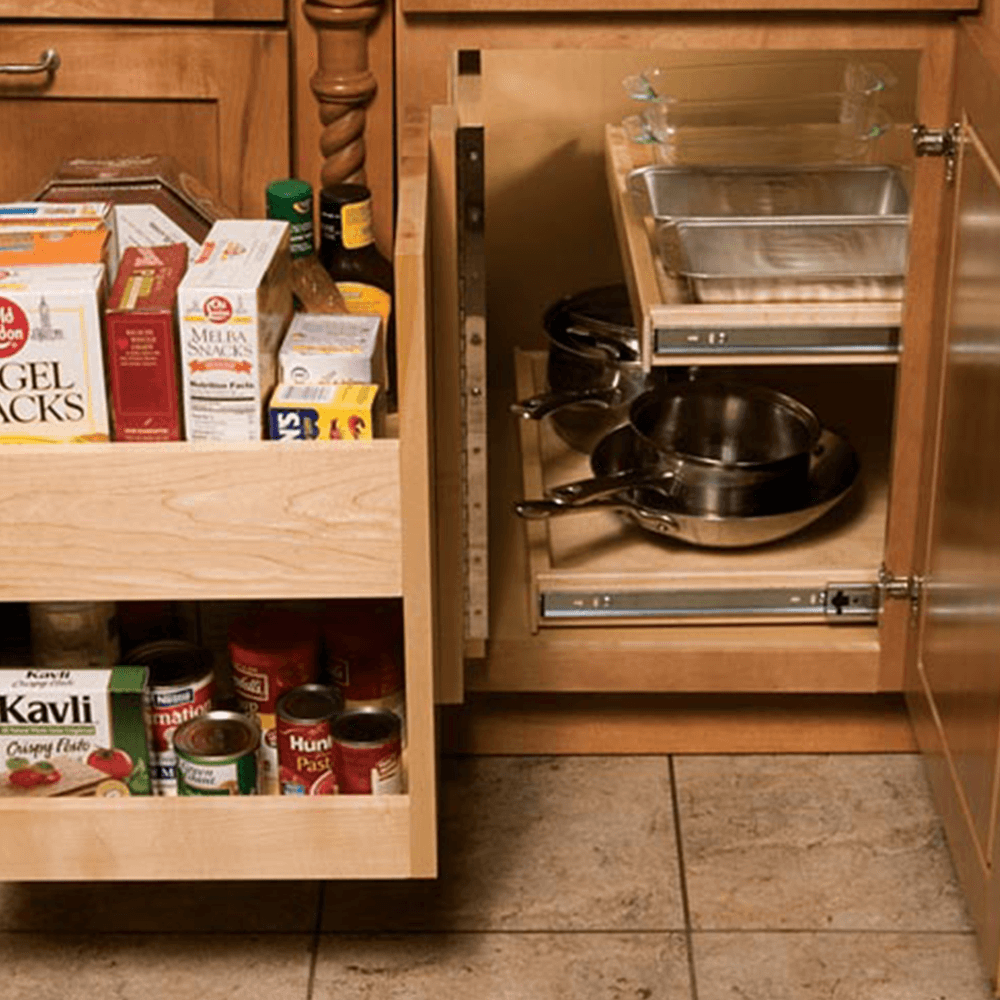 Universal Blind Corner Caddy for 15" Cabinet Opening, Maple