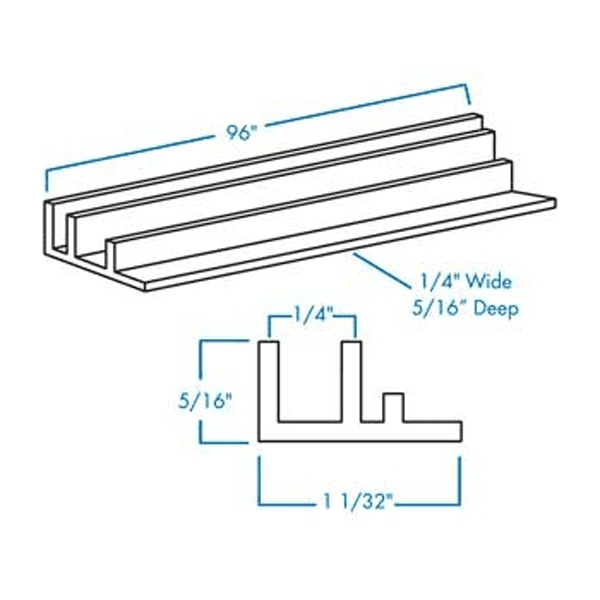 96" Straight Flush Tambour Track, Brown