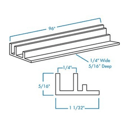 96" Straight Flush Tambour Track, Brown