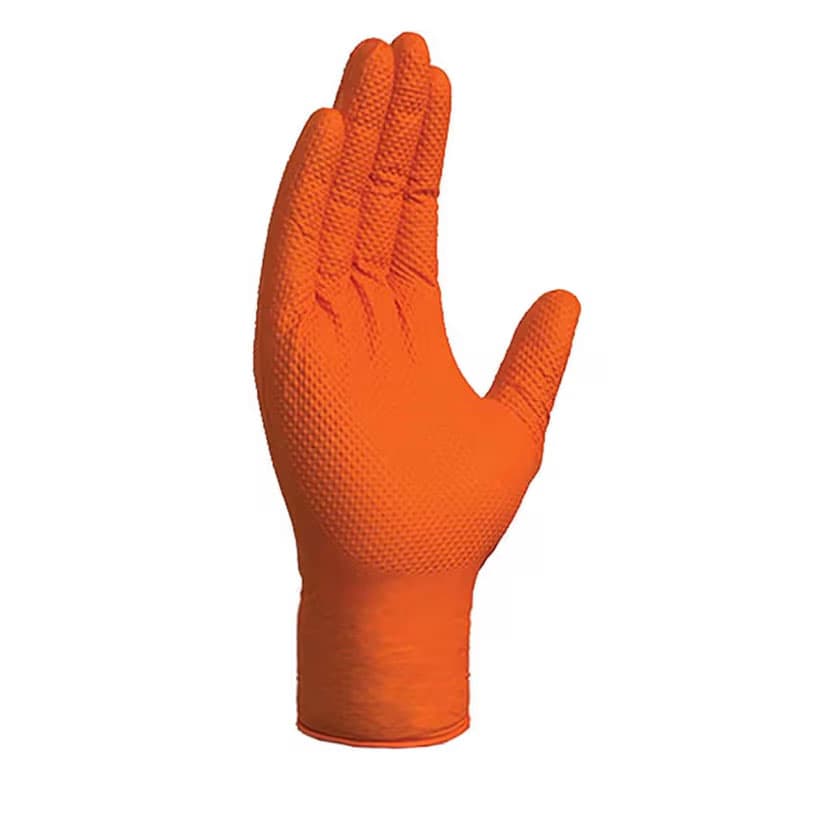 Medium Nitrile 8 mil Thick Powder-Free Gloves, Orange, Box of 50