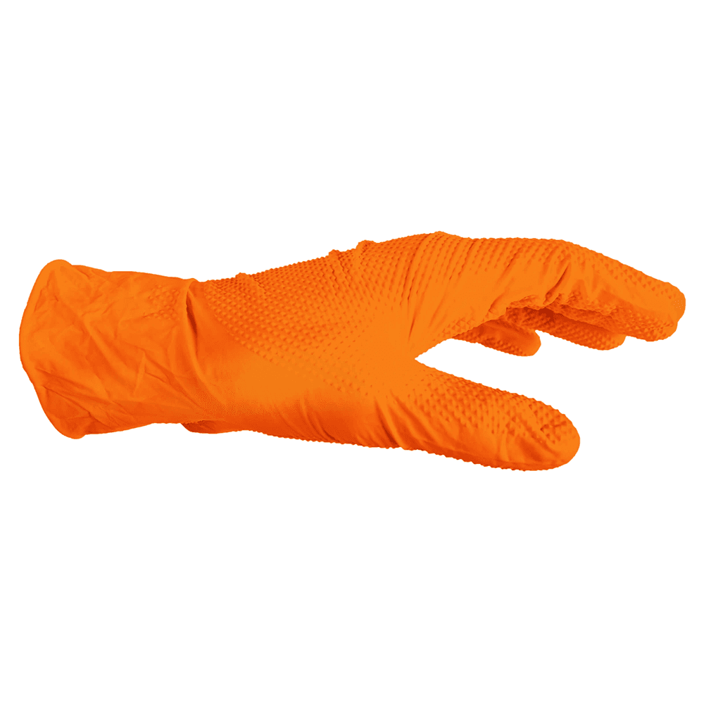 Extra Large Nitrile 8 mil Thick Powder-Free Gloves, Orange (100/Box)