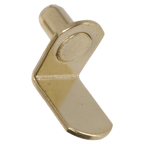 1/4" Pin L Shape Shelf Support with No Hole, Brass Finish