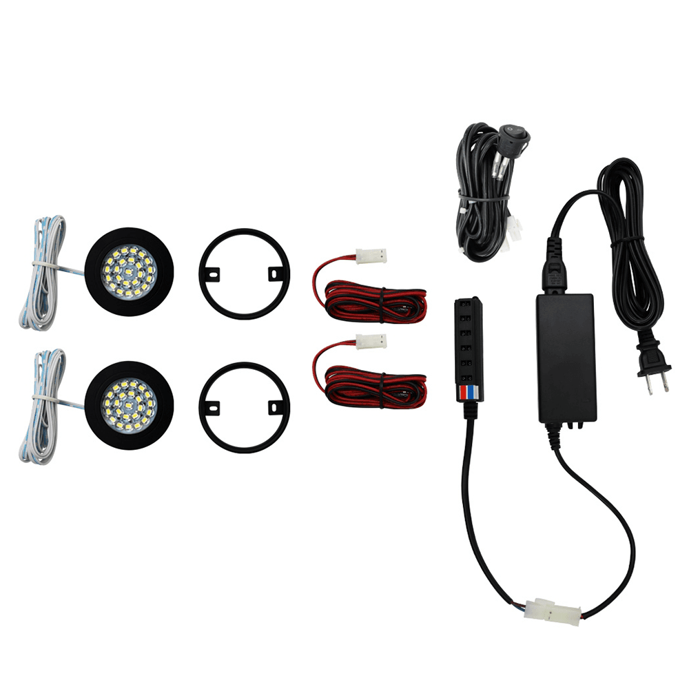 R503 2W Cool White 2 Light Puck Kit, Black
