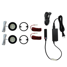 R503 2W Cool White 2 Light Puck Kit, Black