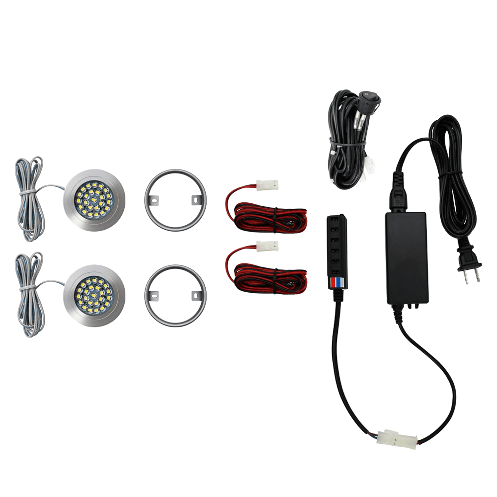 R501 2W Cool White 2 Light Puck Kit, Nickel