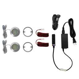 R501 2W Cool White 2 Light Puck Kit, Nickel